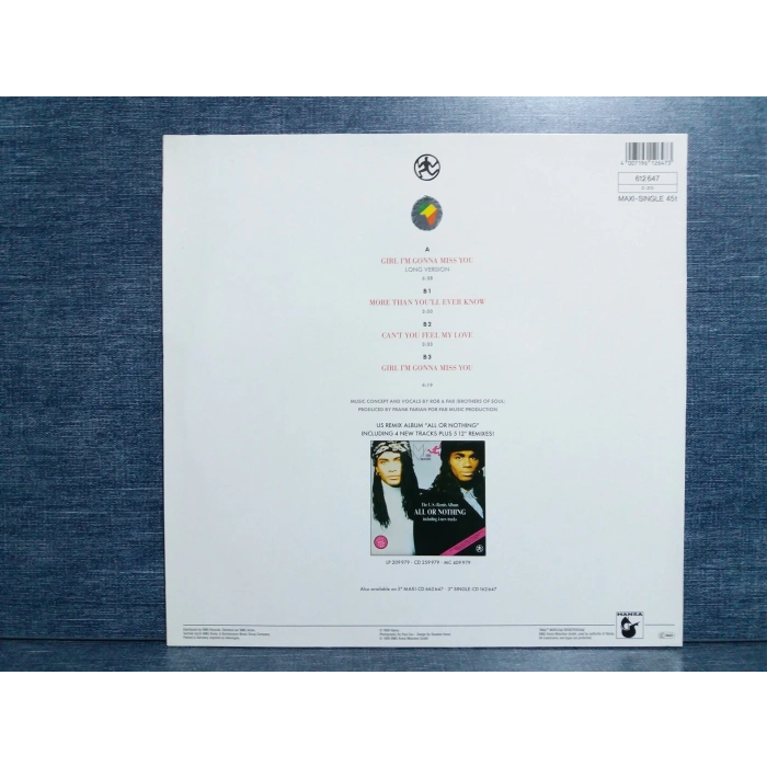 MILLI VANILLI GIRL IM GONNA MISS YOU MAXI LP