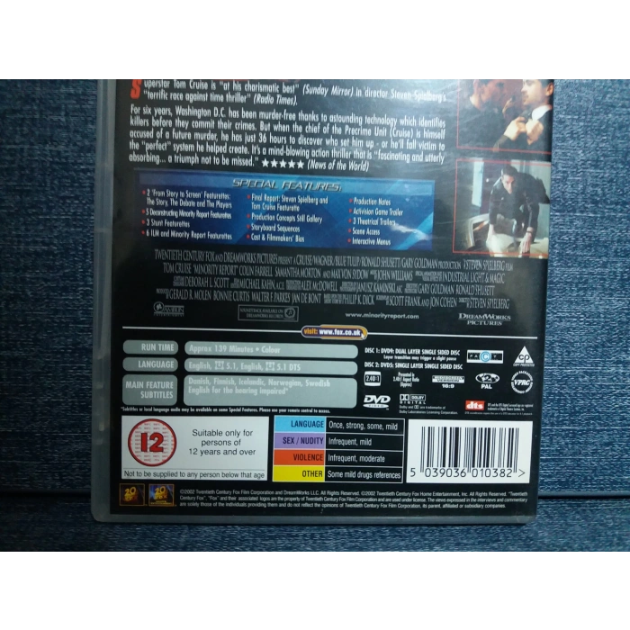 MINORITY REPORT TOM CRUISE DVD FİLM ( İNGİLİZCE - 2 DISK )