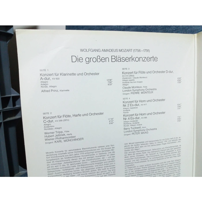 MOZART BLASER KONZERT KLARINET FLÖTE HORN 2 LP