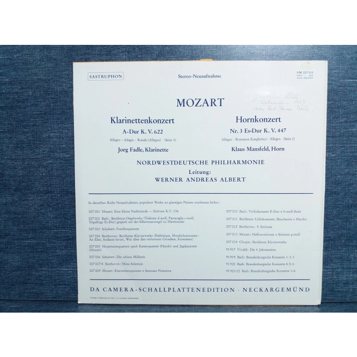 MOZART KLARINETTEN HORN KONZERT MUSIC LP