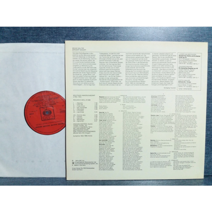 MOZART REQUIEM D-MOLL KV 626 BRUNO WALTER LP