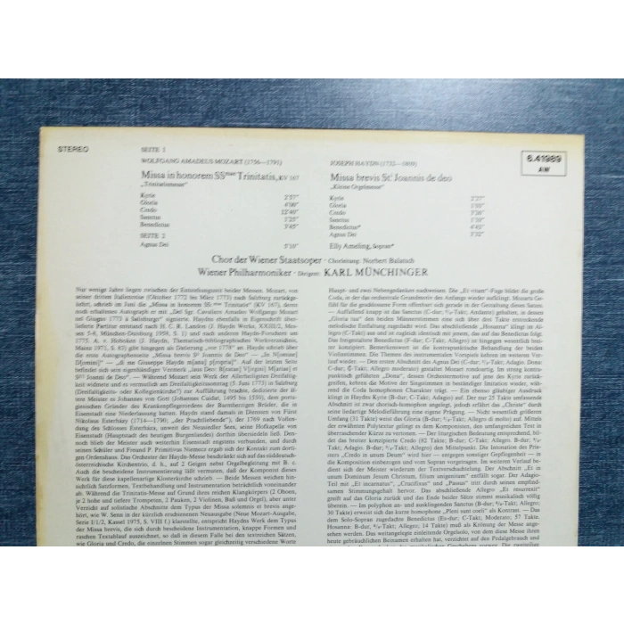 MOZART TRINITATISMESSE - HAYDN ORGELMESSE  LP