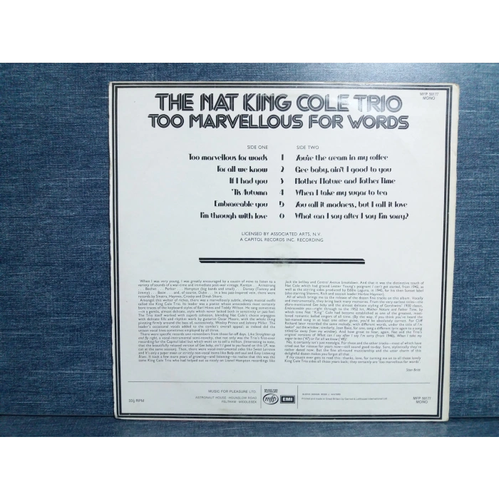 NAT KING COLE TRIO MARVELLOUS MUSIC LP ALBUM