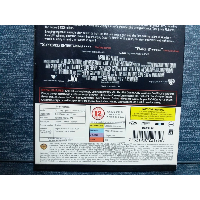 OCEANS ELEVEN DVD FİLM (İNGİLİZCE-SnapCase)