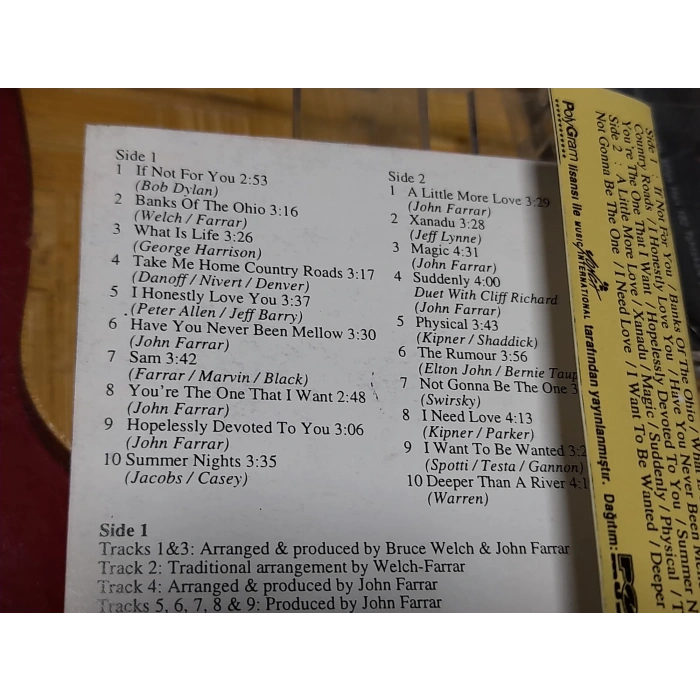 OLIVIA NEWTON JOHN BACK TO BASICS MÜZİK KASET