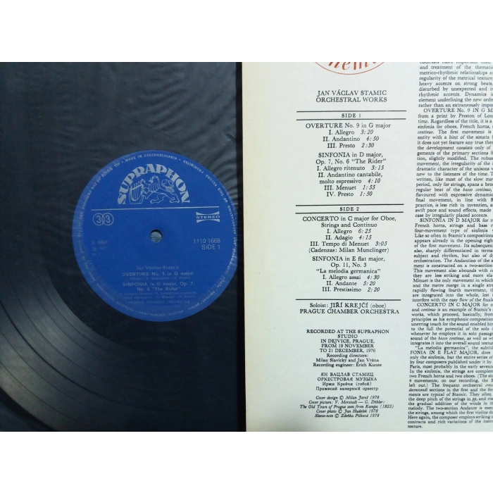 ORCHESTRAL WORKS JAN VACLAV STAMIC LP ALBUM