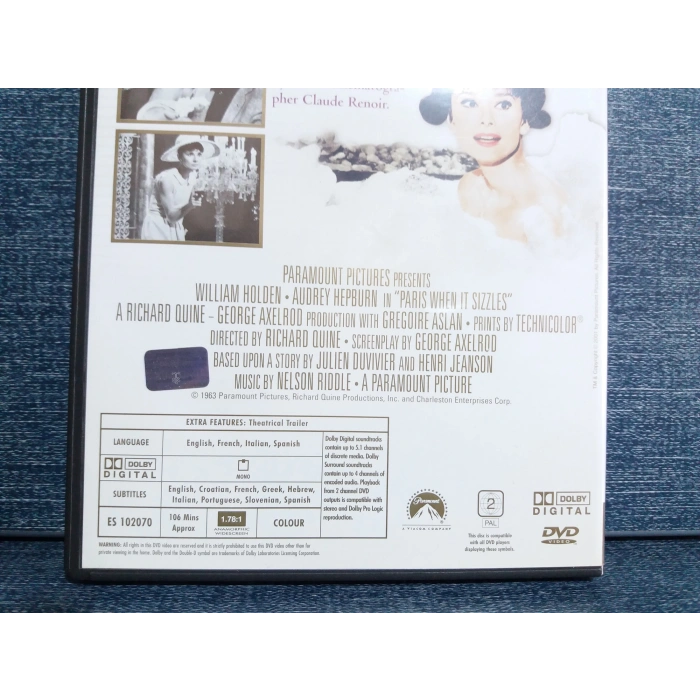 PARIS WHEN IT SIZZLES DVD FİLM (İNGİLİZCE)