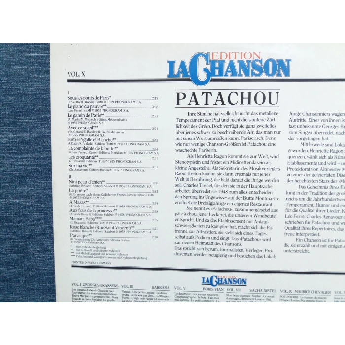 PATACHOU LA CHANSON MUSIC LP