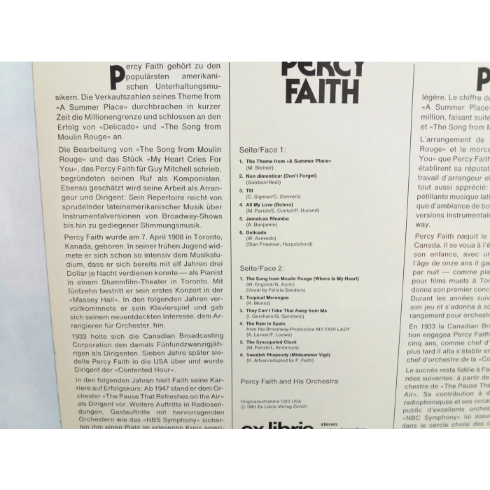 PERCY FAITH WONDERFUL SOUND OF MUSIC LP