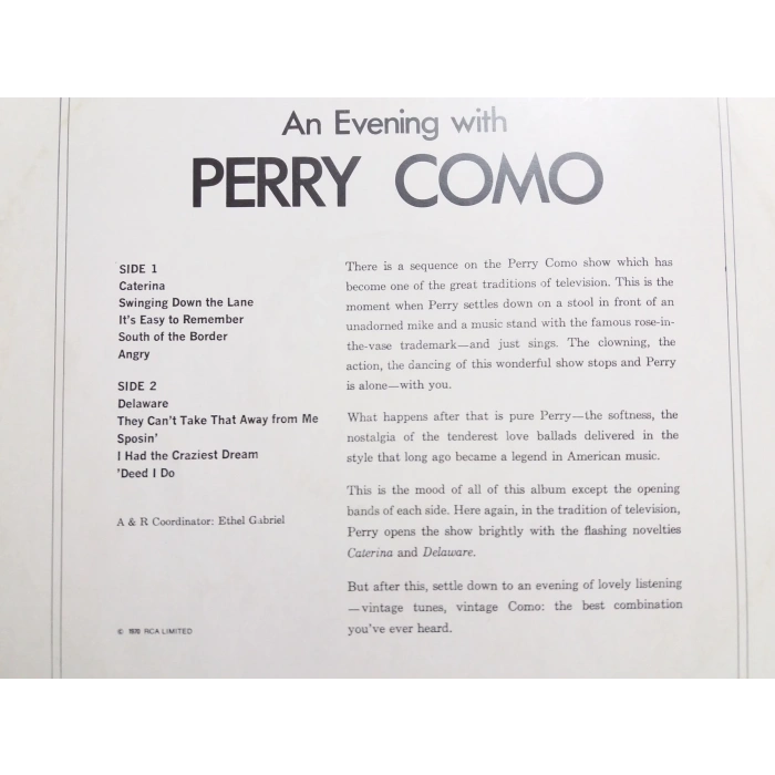 PERRY COMO AN EVENING WITH MUSIC  LP