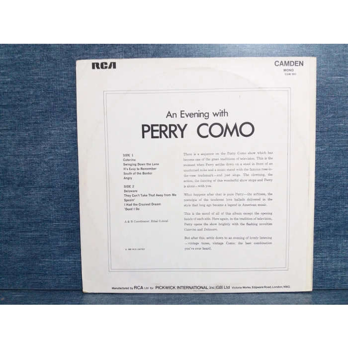 PERRY COMO AN EVENING WITH MUSIC  LP