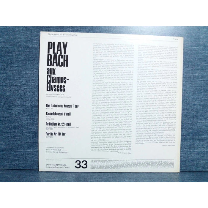 PLAY BACH AUX CHAMPS ELYSEES JACQUES LOUSSIER  LP