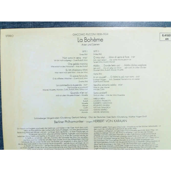 PUCCINI LA BOHEME MUSIC LP