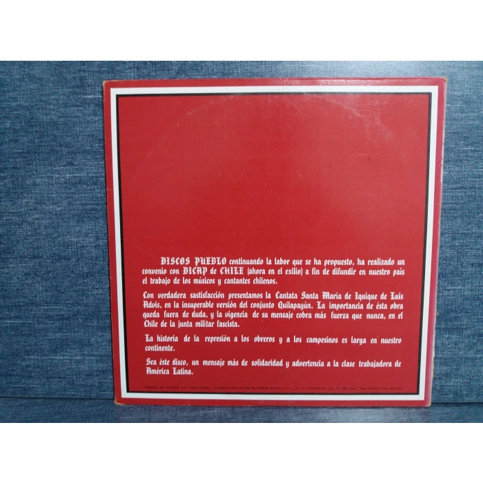 QUILAPAYUN SANTA MARIA DE IQUIQUE MUSIC LP ALBUM