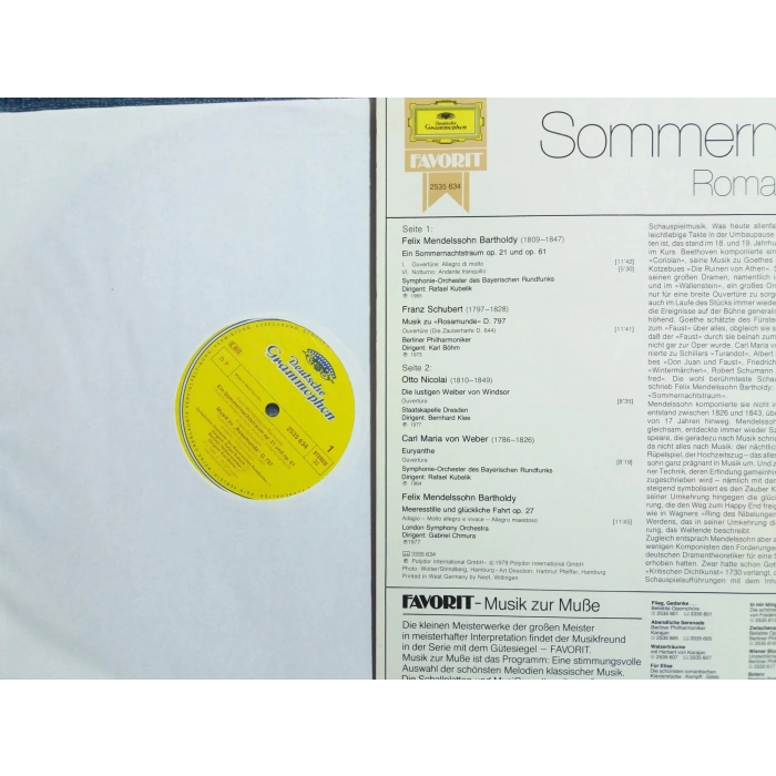 ROMANTIC OVERTURES MENDELSSOHN BARTHOLDY SCHUBERT