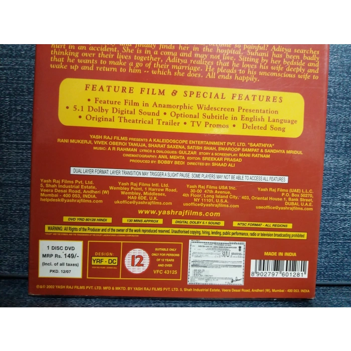 SAATHIYA HINT DVD FİLM (İNGİLİZCE)