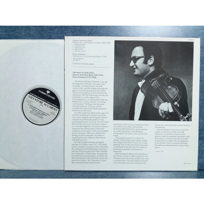 SALVATORE ACCARDO BACH SCHUBERT MUSIC LP