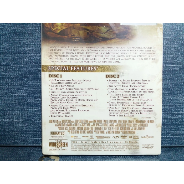 SAW II HOLOGRAM KUTU DVD FİLM (İNGİLİZCE-SIFIR-2 DISK)