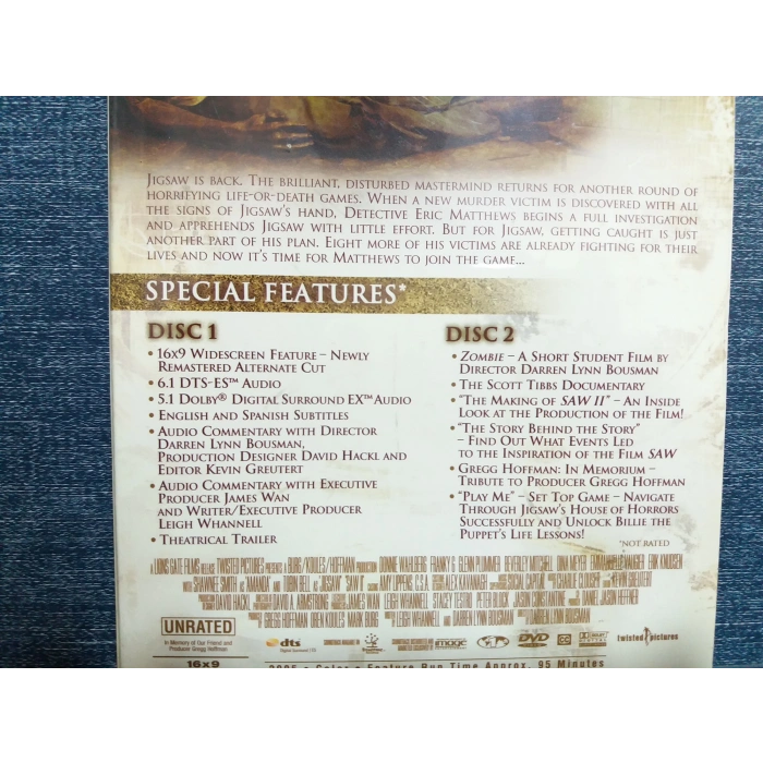 SAW II HOLOGRAM KUTU DVD FİLM (İNGİLİZCE-SIFIR-2 DISK)