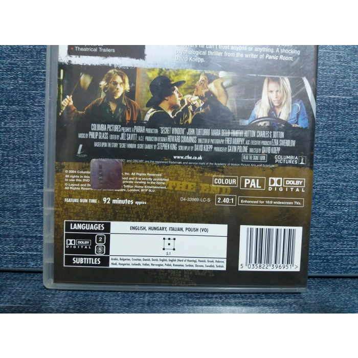 SECRET WINDOW DVD FİLM Tr Altyazı