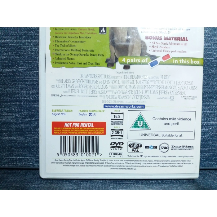 SHREK DVD FİLM   ( 3D GÖZLÜK - İNGİLİZCE )