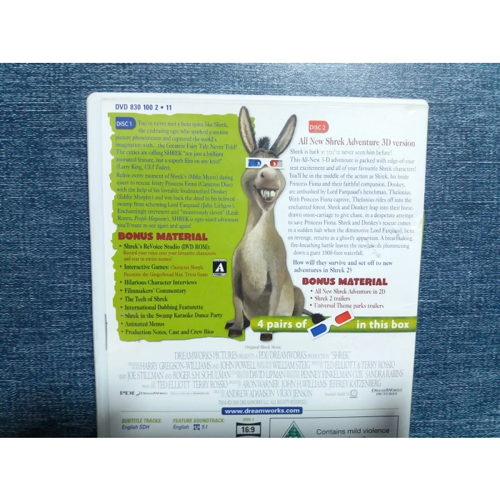 SHREK DVD FİLM   ( 3D GÖZLÜK - İNGİLİZCE )