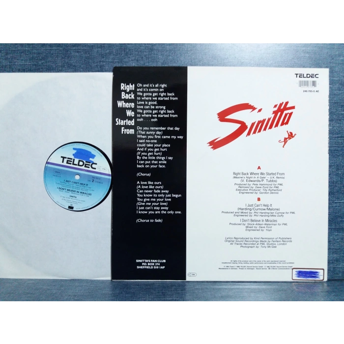 SINITTA RIGHT BACK WHERE WE STARTED FROM MAXI LP