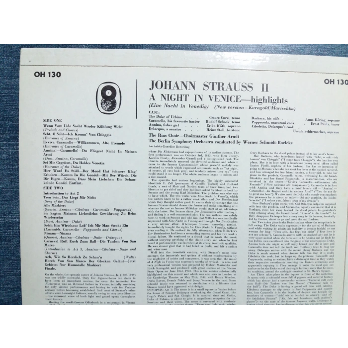 STRAUSS A NIGHT IN VENICE MUSIC LP