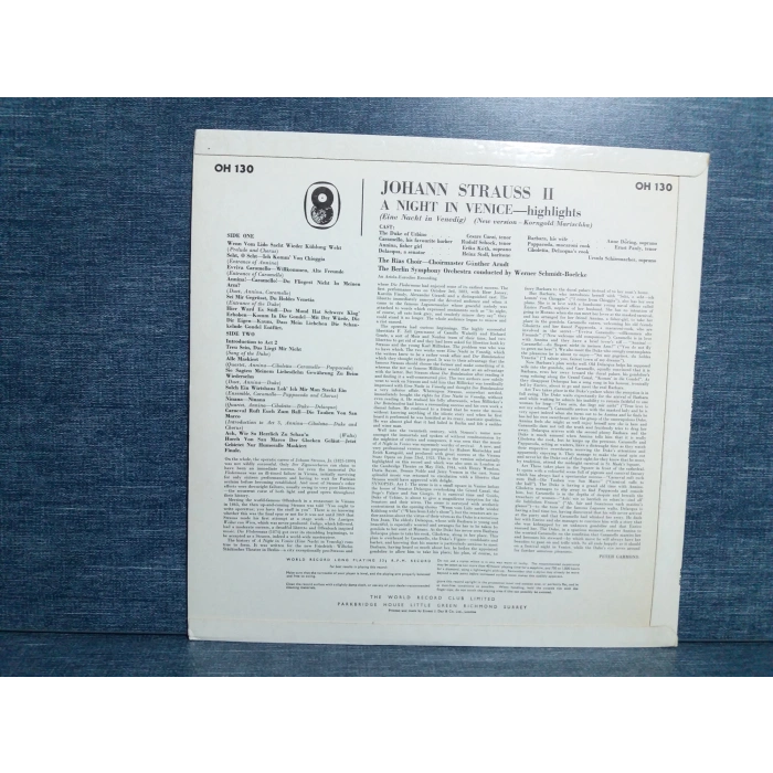 STRAUSS A NIGHT IN VENICE MUSIC LP