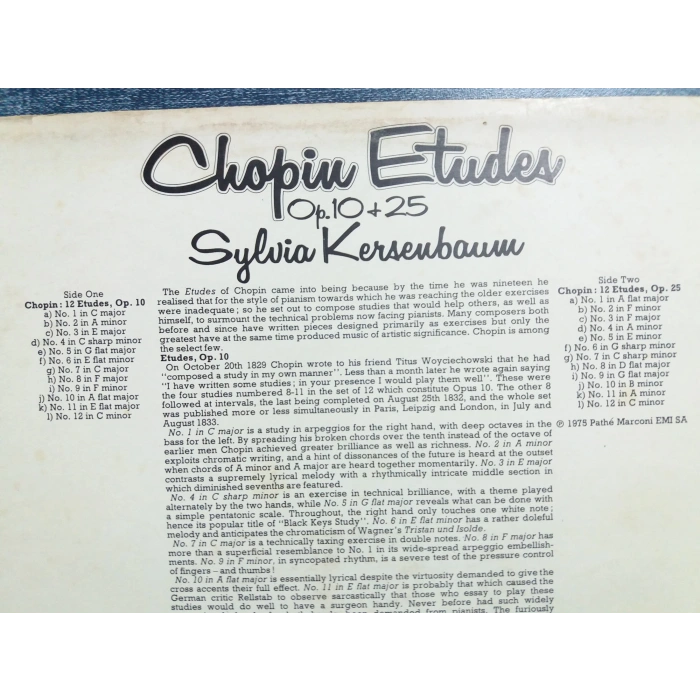 SYLVIA KERSENBAUM CHOPIN ETUDES MUSIC LP (UK)