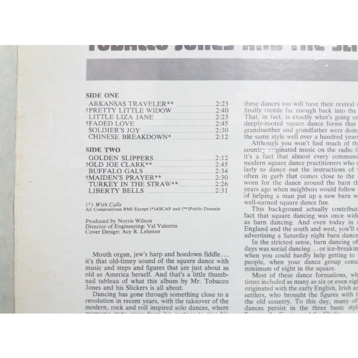 TABACCO JONES AND THE SLICKERS TOWN COUNTRY MUSIC LP