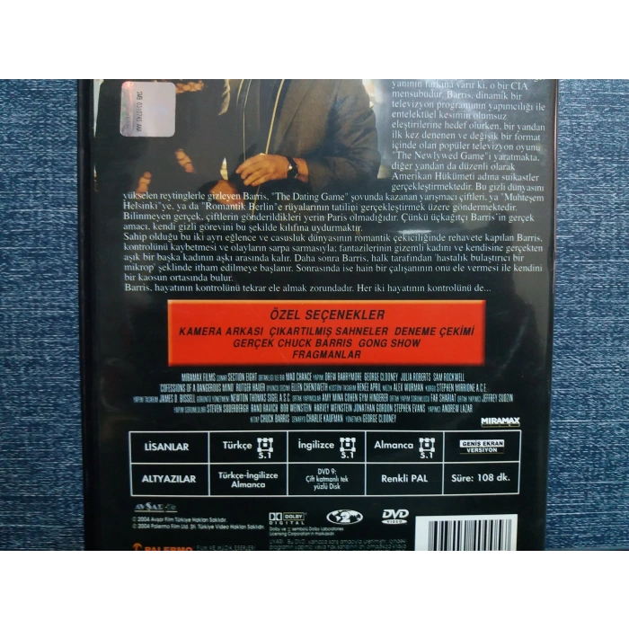 TEHLİKELİ AKLIN İTİRAFLARI DVD FİLM