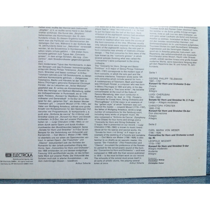 TELEMANN MOZART CHERUBINI WEBER FORSTER HORNKONZERT LP