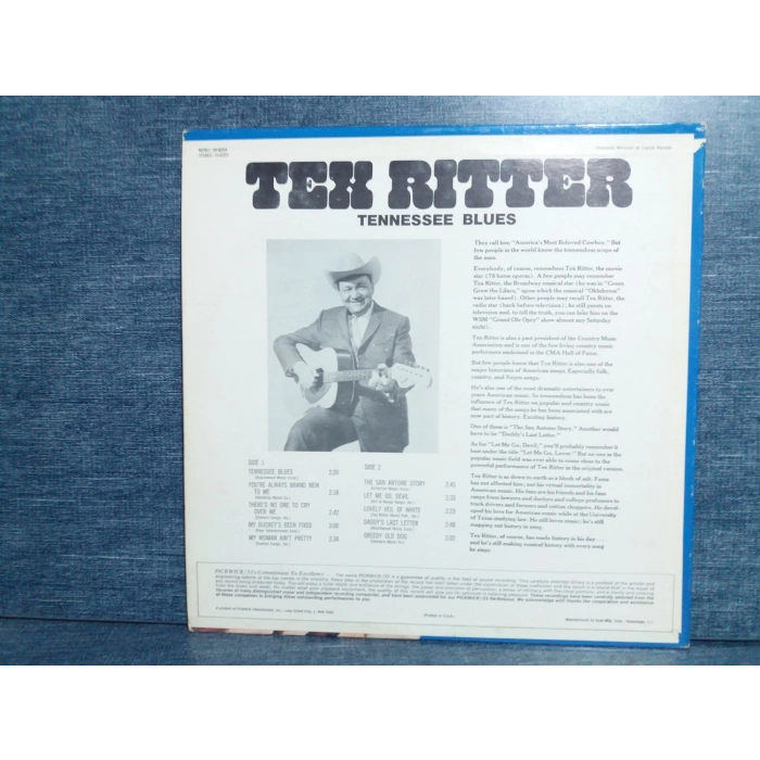 TEX RITTER TENNESSEE BLUES MUSIC LP