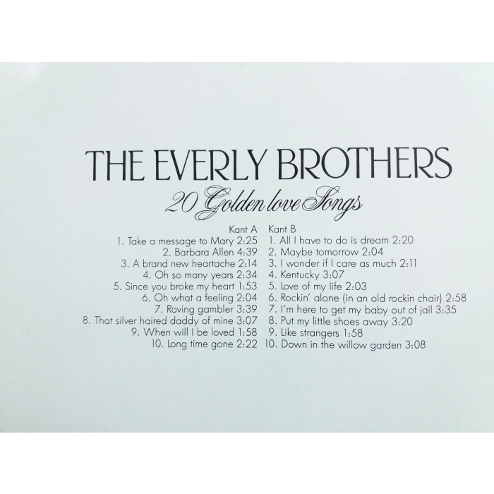 THE EVERLY BROTHERS 20 GOLDEN LOVE SONGS  LP