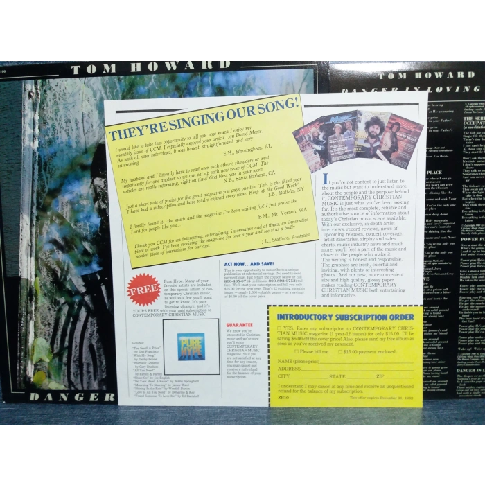 TOM HOWARD DANGER IN LOVING YOU MUSIC LP