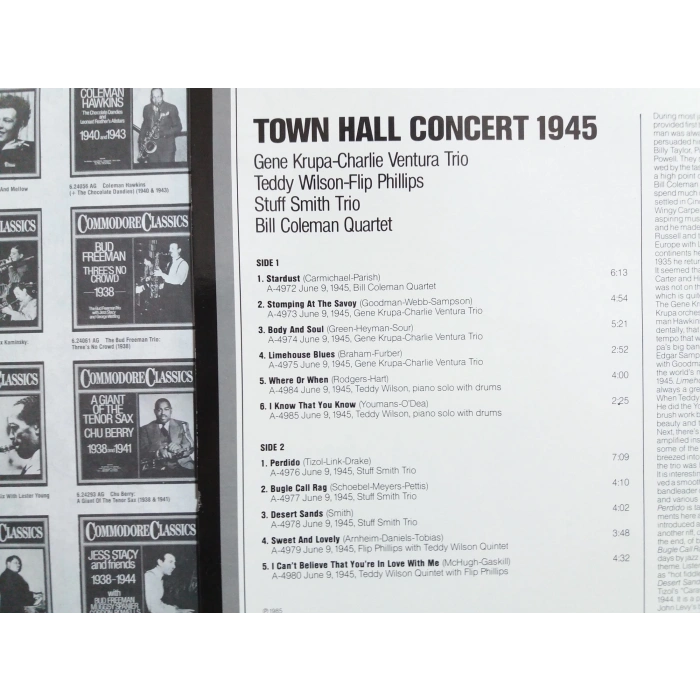 TOWN HALL CONCERT 1945  MUSIC LP