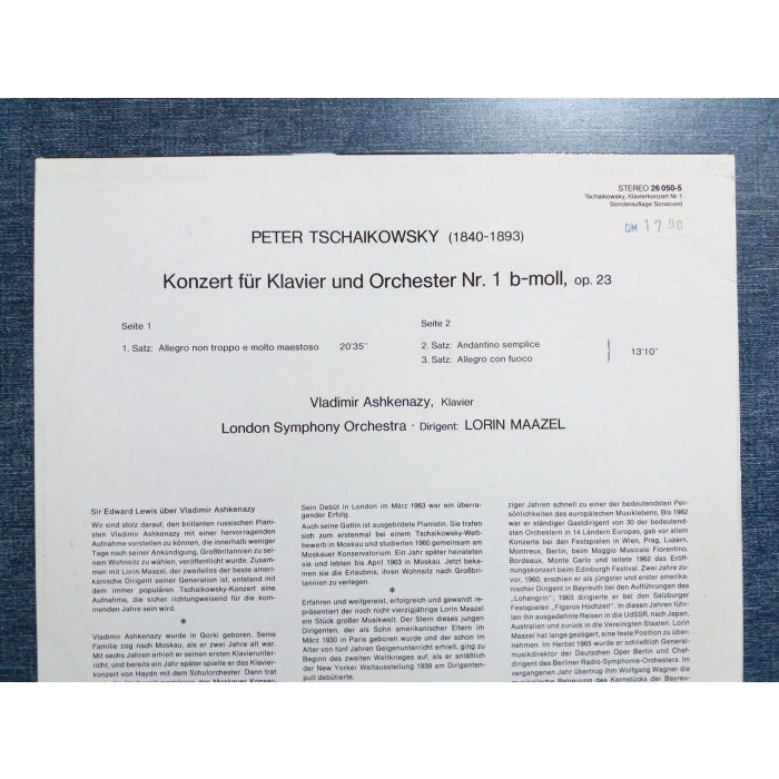 TSCHAIKOWSKY KLAVIER Nr.5 VLADIMIR ASHKENAZY  LP