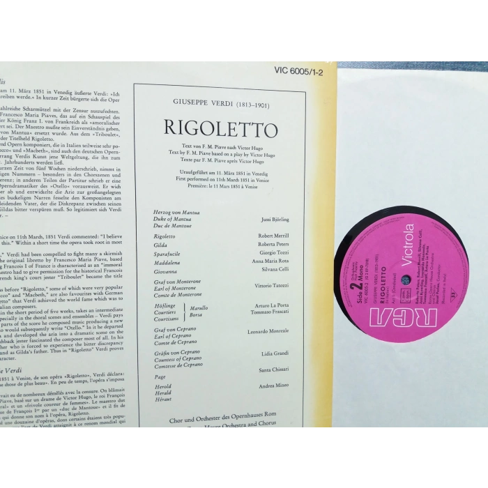 VERDI RIGOLETTO JUSSI BJORLING 2 LP