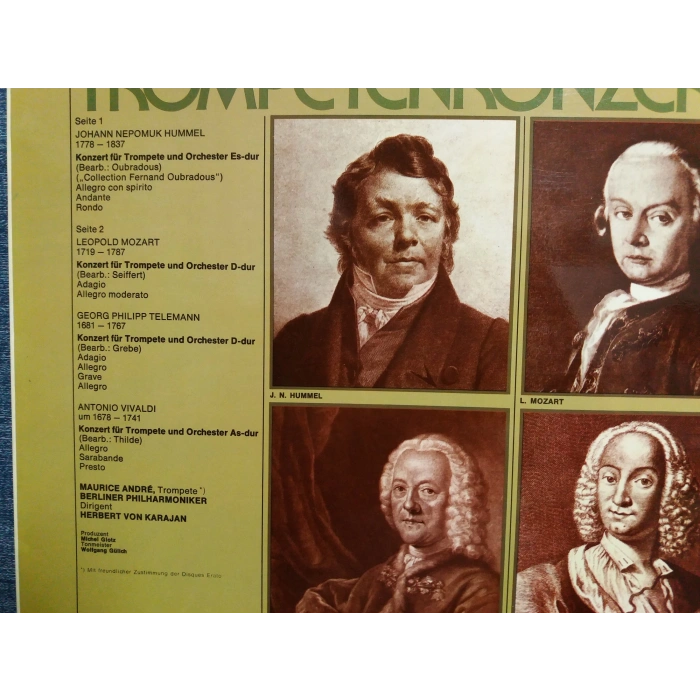 VIVALDI TELEMANN MOZART HUMMEL TROMPET KARAJAN ANDRE