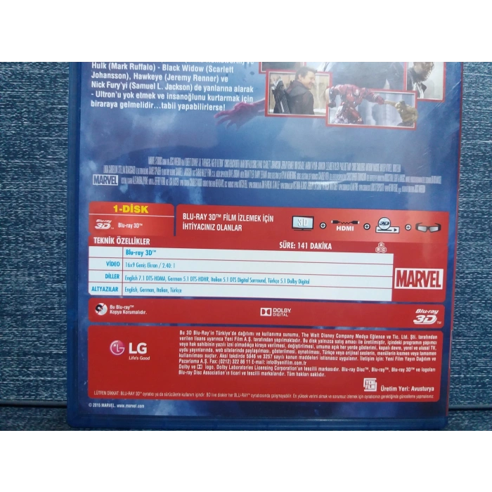 YENİLMEZLER ULTRON ÇAĞI FİLM BLURAY