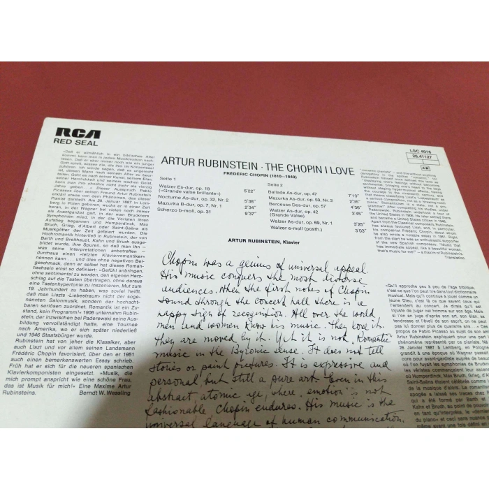 ARTHUR RUBINSTEIN CHOPIN LOVE