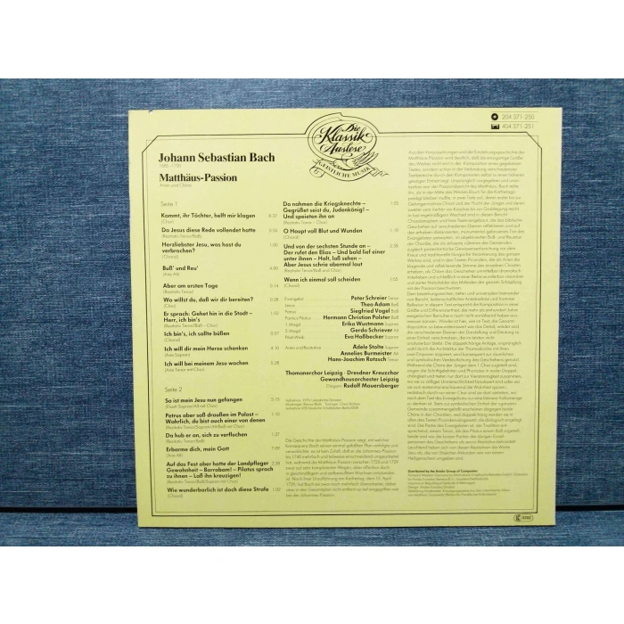BACH MATTHAUS PASSION ARIEN CHORE