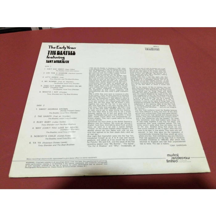 BEATLES EARLY YEARS FEAT TONY SHERIDAN