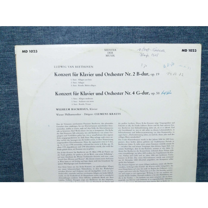 BEETHOVEN KLAVIER Nr.2 Nr.4 WILHELM BACKHAUS