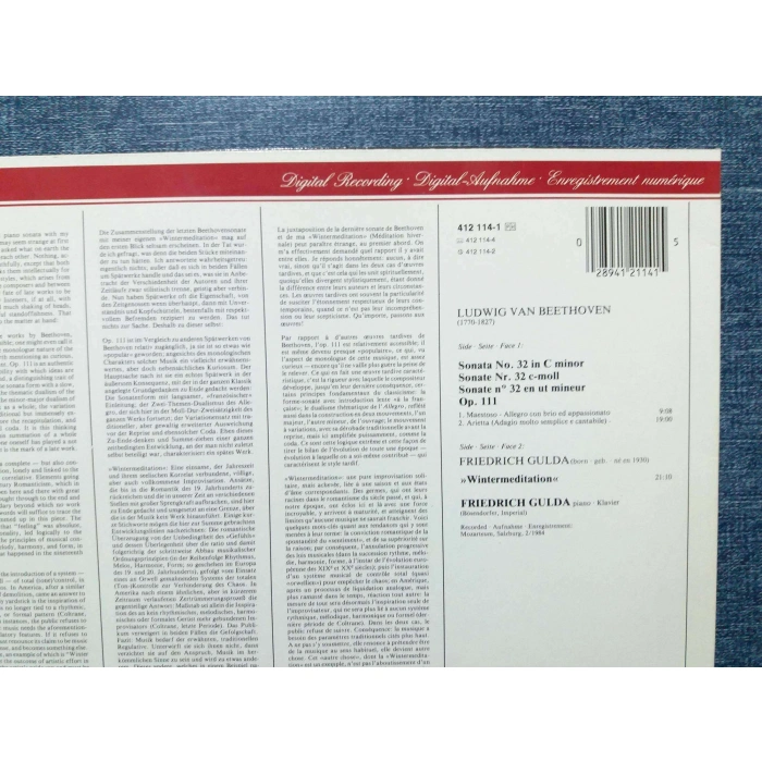 BEETHOVEN PIANO SONATA FRIEDRICH GULDA