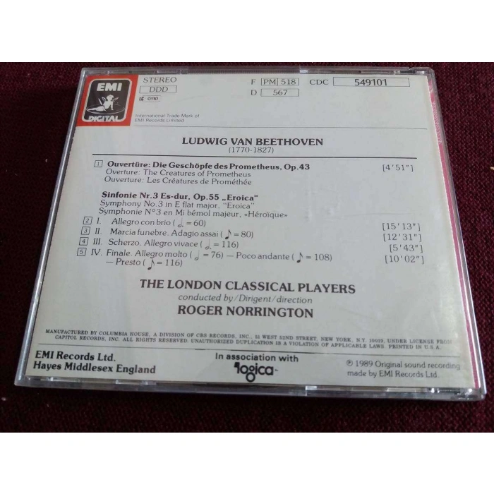 BEETHOVEN SINFONIE 3 EROICA NORRINGTON USA CLUB EDITION