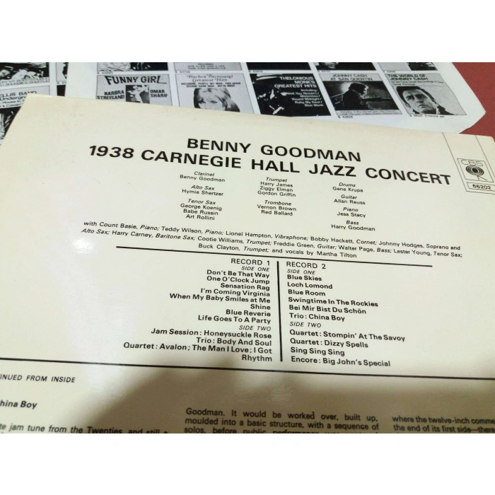 BENNY GOODMAN CARNEGIE HALL JAZZ CONCERT    2 LP