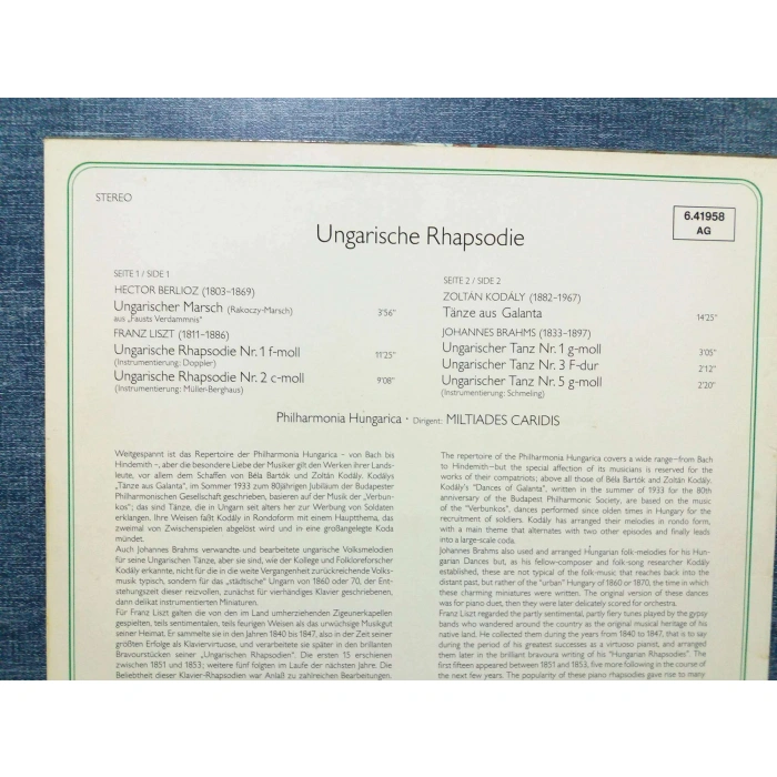 BRAHMS BERLIOZ LISZT KODALY  UNGARISCHE RHAPSODIE