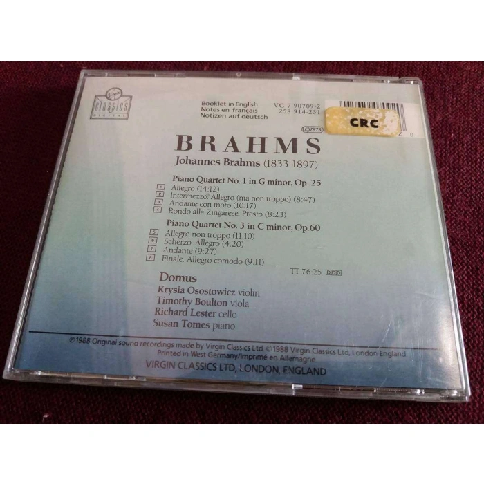 BRAHMS DOMUS PAINO QUARTETT